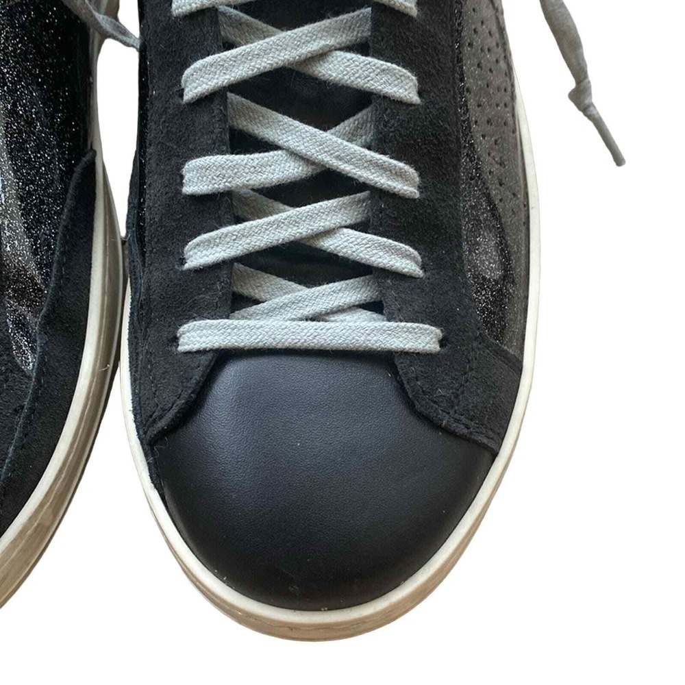 P448 Sneakers Black Leather and Glitter Sz 39-8.5/9 Glam Grunge Streetwear Chic - Picture 10 of 13